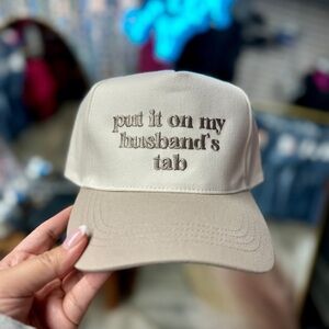 Beige Husbands Tab Embroidered Cap